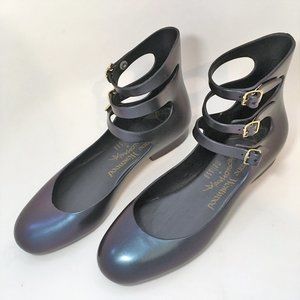 Vivienne Westwood x Melissa Anglomania iridescent strappy gladiator ballet flats